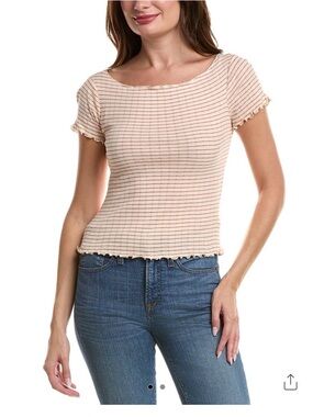 Camille Striped Pointelle T-Shirt